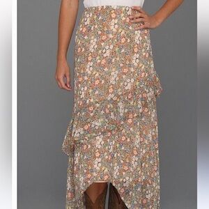 ROPER Women’s Floral Georgette Skirt Asymmetrical Ruffle Midi Skirt Size Medium